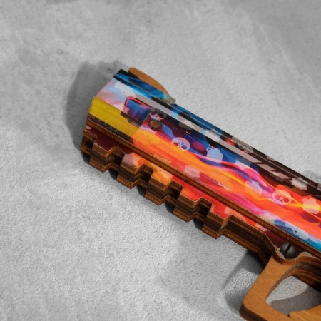 Wooden souvenir "Pistol-Razinokota" multi-colored-8