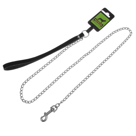 Chain leash with a leather handle, 1.2 m x 1.6 mm, mix-2
