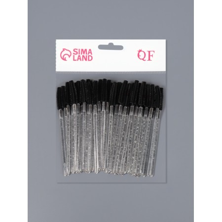 Brushes for eyebrows and eyelashes, silicone, set - 50 pcs, 10.5 cm, black/transparent color-6