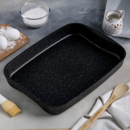 Baking she, 40 × 29.5 × 5 cm, anti -stick coating, dark marble color