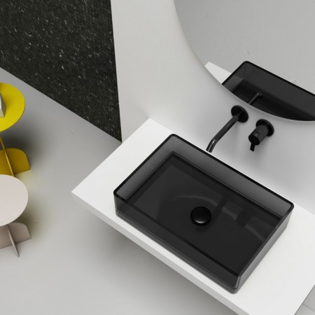 ABBER KRISTALL AT2803onyX sink, invoice, 600x400x150 mm, polyester resin, black-2