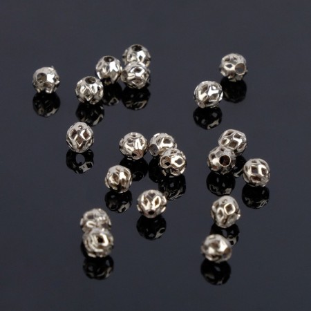 Crimp (clamping bead) SM-393 (set 20 pcs.), 4 mm, silver color