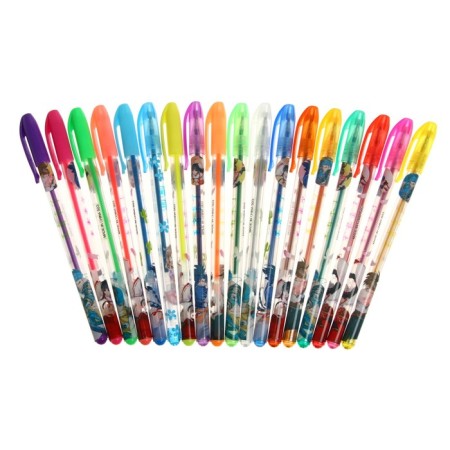 A set of gel pens, 18 colors, metallic, a body with a pattern, in a blister on a button-7