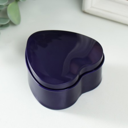 Casket Metal for a candle "Heart. Metallic" Violet 7x7x3.5 cm-3
