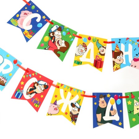 Girland on the tape "Happy Birthday", Gravity Folz dl. 176 cm-2