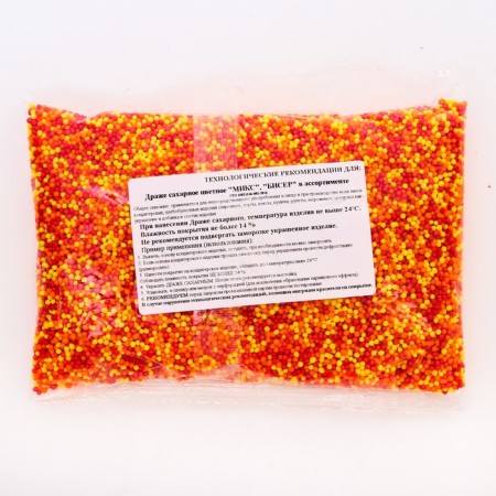 Confectionery sprinkling with the soft center "Bead": yellow, red, orange, 500 g-2