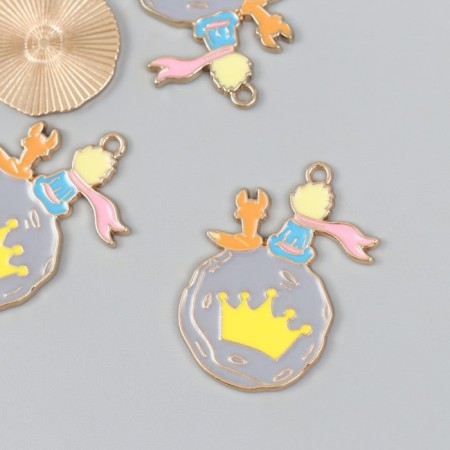 Decor for creativity metal, enamel "Boy and Fox" 2.5x3.7 cm