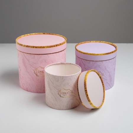 A set of boxes of thin cardboard 3 in 1, gift packaging, “marble”, 12 x 12 - 18 x 18 cm-2