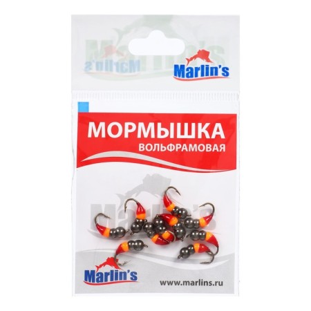 Mormyshka Wolfram Marlin’s Murash No. 3, 4 mm, 1 g, orange color, black, 10 pcs.-1