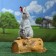 Garden figure "Bunny on a log" Gray, 45cm