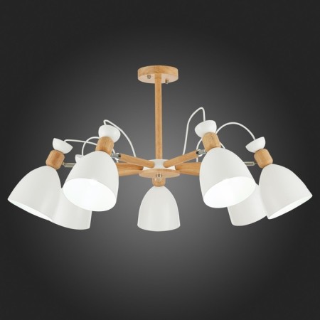 Ceiling EVOLUCE lamp. Sle103802-07. Balcamo. 7x60 watts, E27, 75x75x45 cm, color light wood, white-2