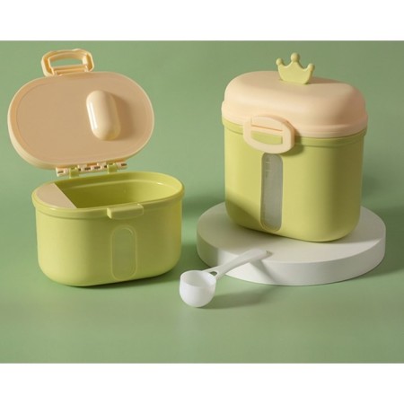Container for storage of baby food "Crown", 240 gr., Green color-1
