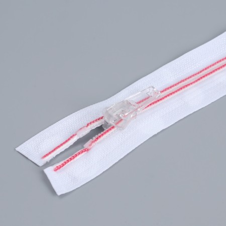 Lightning "Spiral", No. 5, detachable, automatic lock, 60 cm, white/pink color-1