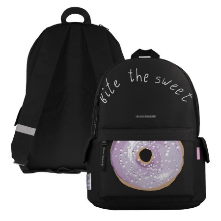 Youth backpack 40 x 30 x 17 cm, Bruno VisConti 12-003 + pencil case, Donut, black