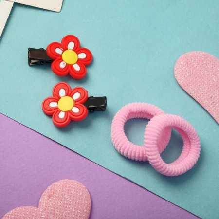 Hair set "Ariadne" (2 elastic bands, 2 clamps) flower-1