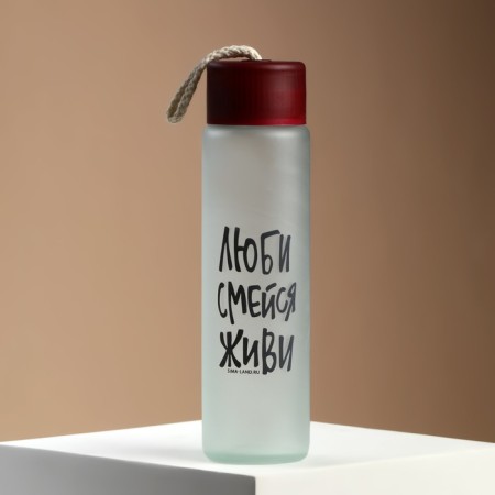 Water bottle "Love, laugh, live", glass, color mix, 350 ml-8