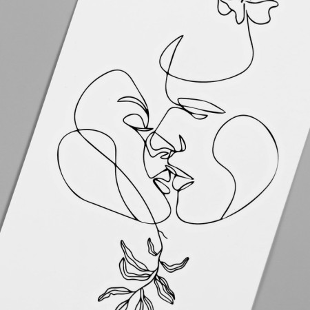 Tattoo on the body Black "Contour. Kiss" 6x10.5 cm-5
