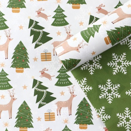 Paper packing glossy bilateral "New Year's forest", 70 x 100 cm, New Year-1