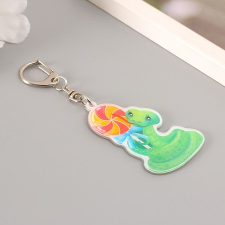 Acryl keychain "Snake with a lollipop" 6x4.1 cm-1