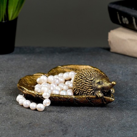 Candy Candy "Hedgehog on a leaf" Gold, 9x10x10cm-2