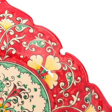 Rishtan ceramics "Flowers", 33 cm, square, red-3