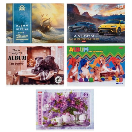 Album for drawing A4, 40 sheets, on paper, "assorted", cover covering cardboard, block 100 g/m², mix
