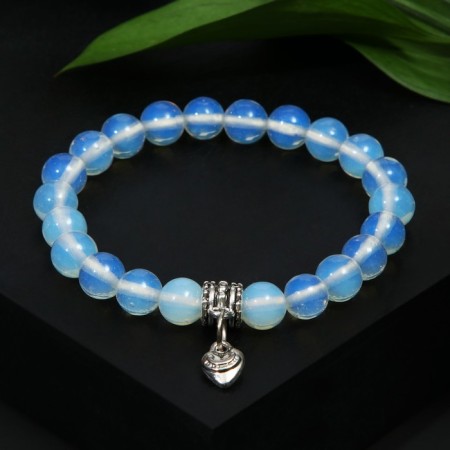 Bracelet ball No. 8 with a suspension heart "Moonstone", 18 size