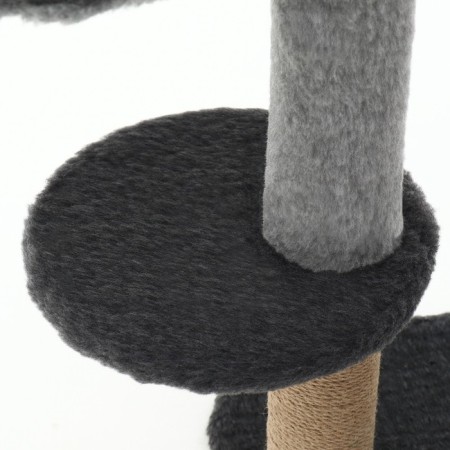 Claw "Piggon" with a hammock, a toy and a shelf, 64 x 34 x 104 cm, (fur, jute) gray-4