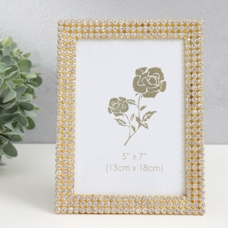 Photo frame metal, glass 13x18 cm "Triad" Rhinestones gold 15x20 cm