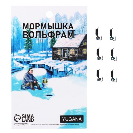 Mormyshka column black, lime eyes + ball Granen chameleon, weight 0.5 g