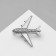 Brooch "plane", white color in silver
