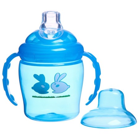 Drunker - children's impotance with a soft nose, 250 ml., With handles, blue color-1