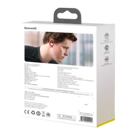 Wireless headphones Baseus WM01 Plus, TWS, vacuum, BT5.0, 40/800 mAh, microphone, white-11