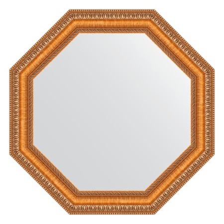 Mirror in the baguette frame, gold beads on bronze 60 mm, 51.6x51.6 cm