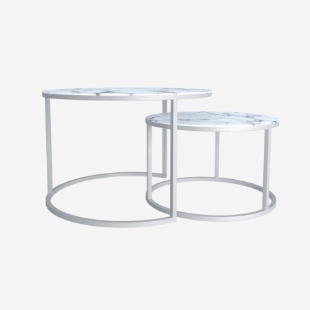 Tables Journal Loft DQ No. 2 Duae (set), D605 (475), H420 (320), f/n white marble, m/c white 10