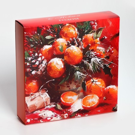 New Year. Box for 9 New Year's sweets, 13.8 x 13.8 x 3.8, confectionery packaging-2