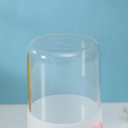 Glass glass with a lid and tube "Frutis", 410 ml, color mix-5