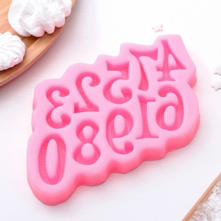 Mold "numbers", silicone, 15 × 10 cm, color mix-3