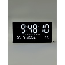 Часы электронные настенные, календарь и термометр, 47.5 х 25.3 см, белые цифры 10.8 х 5.3 см   10766