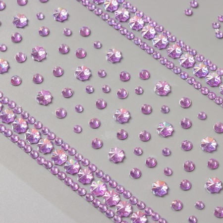 Stick plastic rhinestones "Flower road" Lilac 22.5x11.5 cm-2
