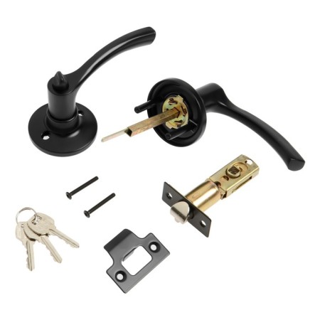 Latch (fashion 3186), interior, latch, 3 keys, matte black color-3