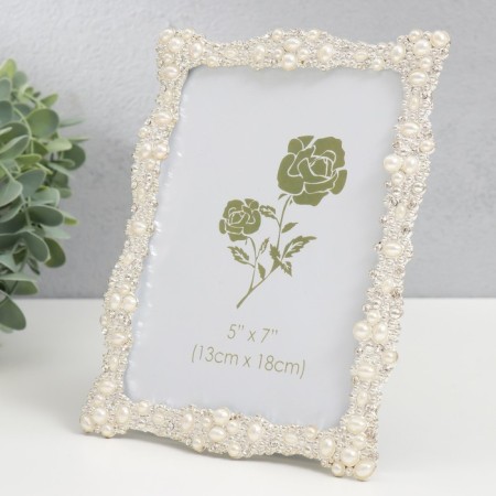 Photo frame metal, glass 13x18 cm "Pearls" rhinestones 15x19.7 cm-1