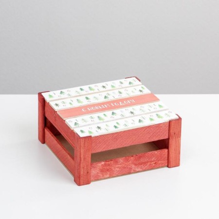 Wooden box "Happy New Year", 20 × 20 × 10 cm-1