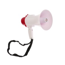 Megaphone manual RAD-01, 15 W, range up to 200 m, recording 10 sec, 3 modes white
