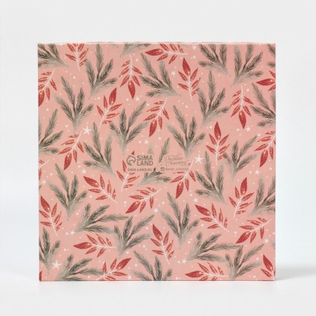 Box for confectionery with PVC lid "Winter flowers", 21 x 21 x 3 cm, new year-6