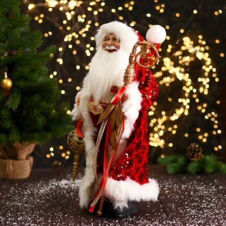 Santa Claus "in a red suit, with a patterned staff and a flashlight" 27x50 cm-7
