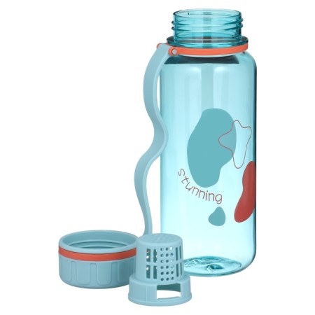 Water bottle, 600 ml, 20 x 7 cm, with sieve, blue-1