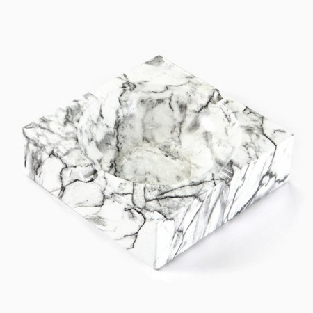 Ash "marble", 12.6 x 4.1 cm, ceramics, white-1
