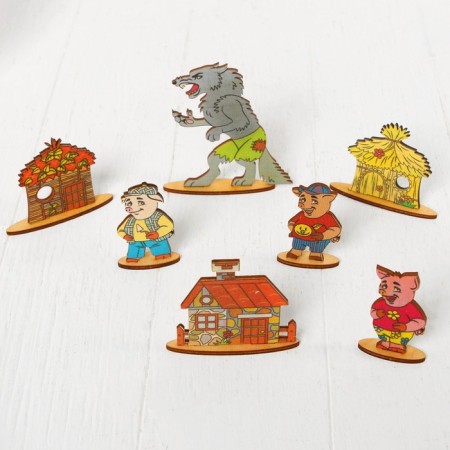 Puppet Theater fairy tales on the table "Three Pigs"-1
