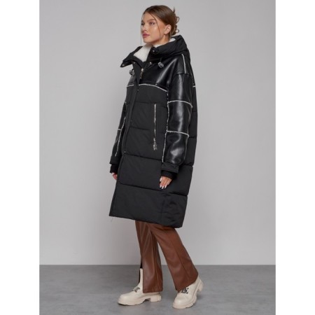 Coat insulated winter female, size 46, black color-1
